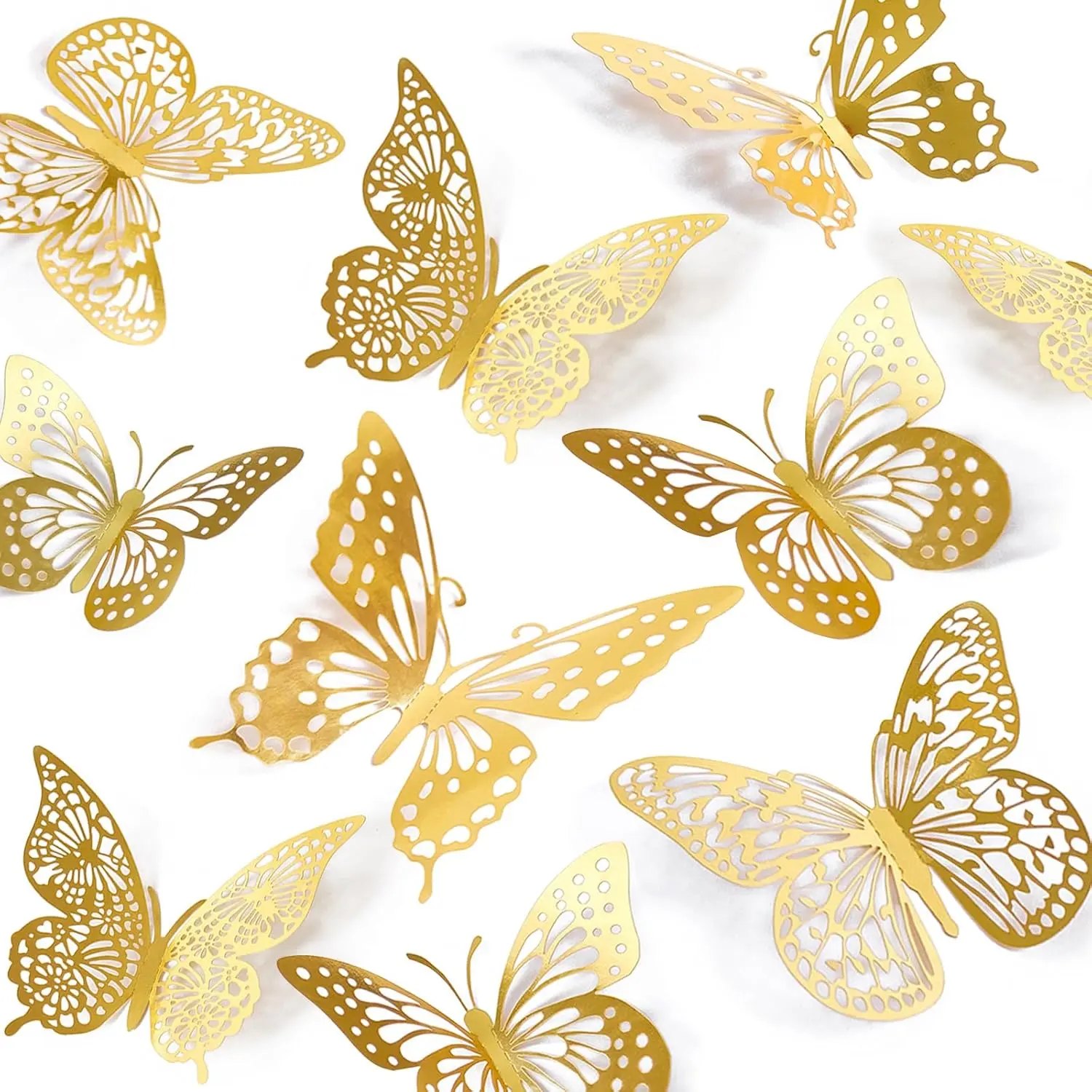 Butterfly Wall Decor 48 count  Butterfly Birthday Decorations | 4 Styles 3 Sizes, for Butterfly Birthday Decorations Butterfly Party Decorations Cake Decorations, Removable Stickers