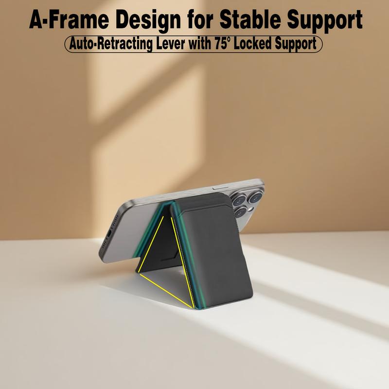 MagSafe Wallet, Card Holder Fit 1-2 Cards, Strong Magnetic Phone Stand with Angle Adjustment, Vegan Leather Phone Wallet for iPhone 17/16/15/14/13/12 Series, Orange Blank Brown White Pink