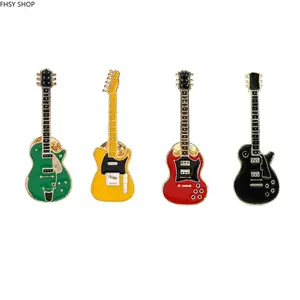 4-Packs Fashion lapel jewelry| Cute retro metal electric guitar brooch for jackets & backpacks, smooth alloy craft & secure clasp design, ideal for daily outfit styling, denim decor and casual street fashion matching