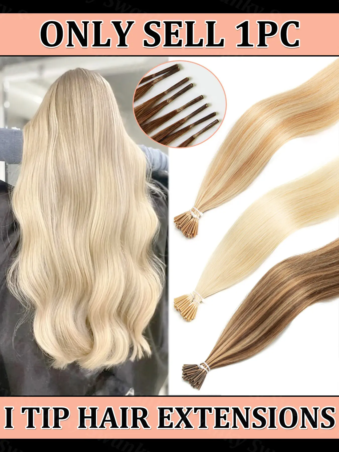 Invisible Keratin I Tip Real Human Hair Extensions Pre-Sticky Straight Fusion Hair Natural Straight Machine Remy Hair I Tip Hair Extensions for Women Salon Quality