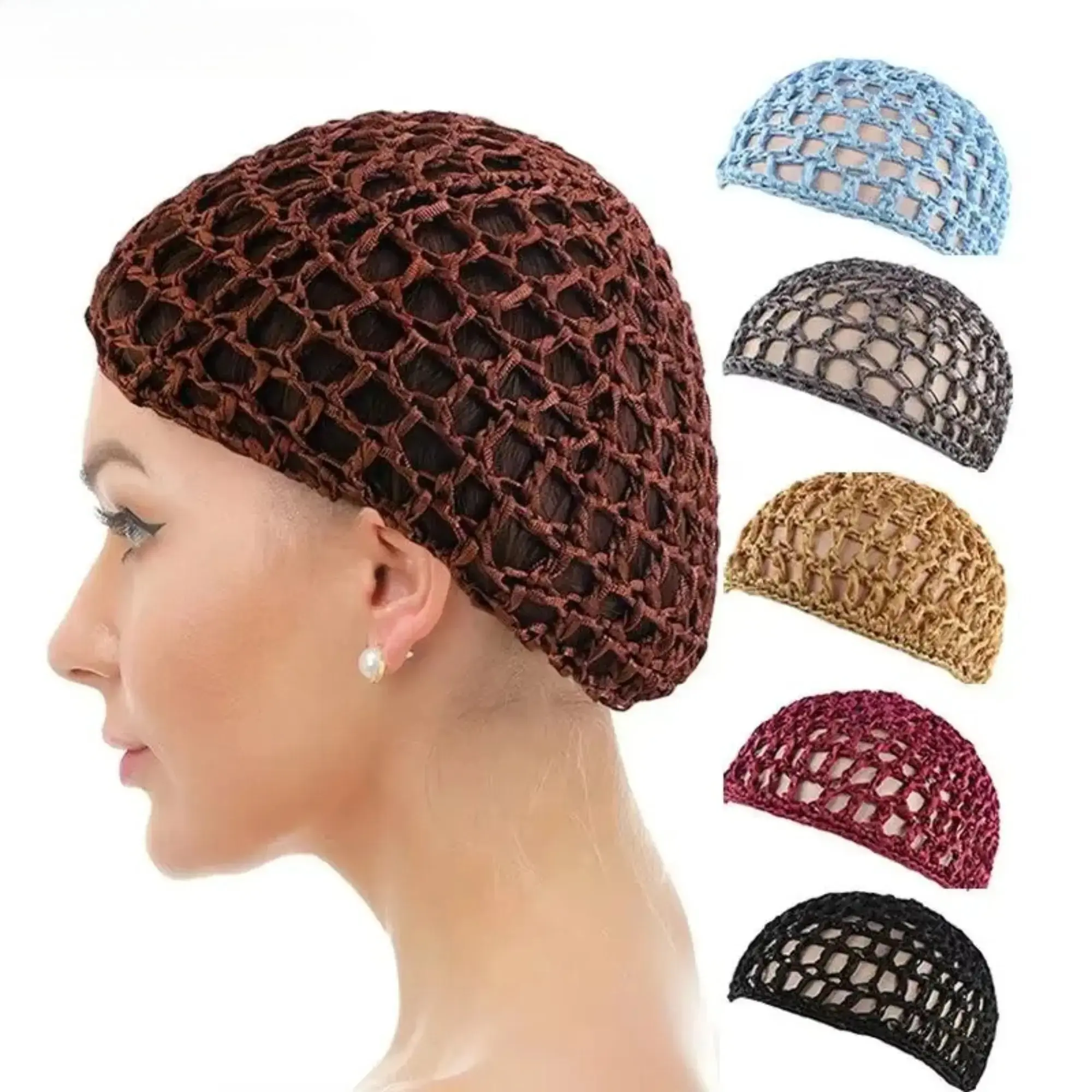 Women's 2026 New 5-Pack Hollow Mesh Crochet Sleep Bonnets, Stretchy Lightweight Daily Hair Net Cap for Haircare & Wig Protection During Rest