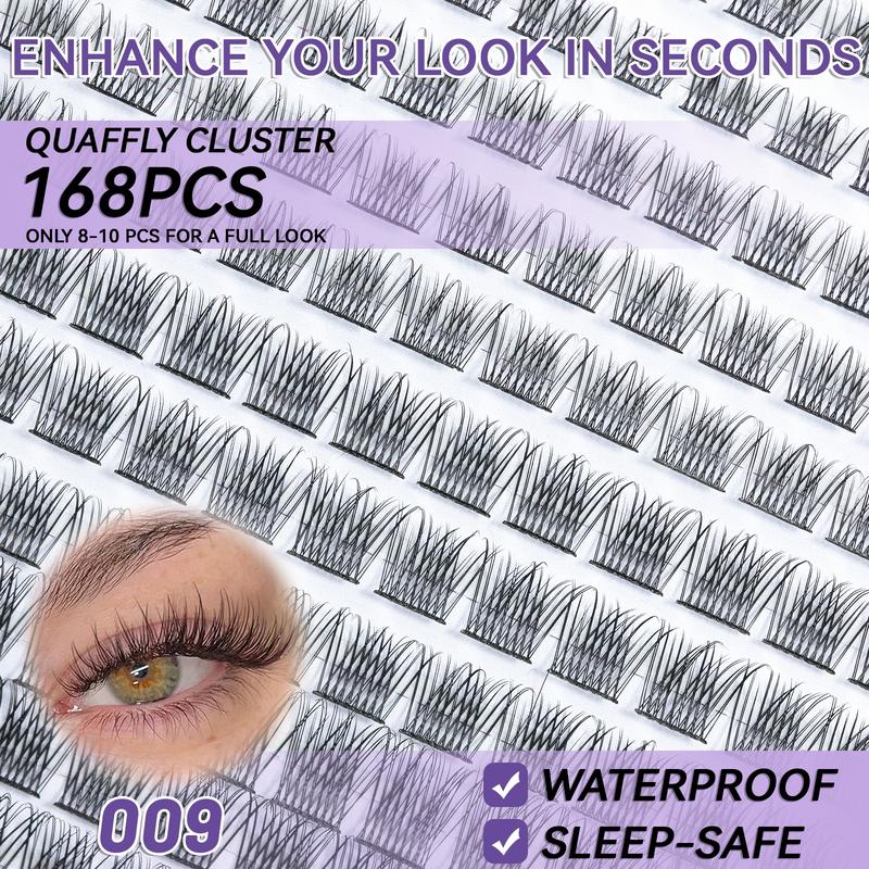 Mixed Length Eyelash Extension Kit, 1 Set Individual False Eyelashes with Tweezers & Glue, Natural Look Eyelash Extensions, Self Grafting Eyelash Clusters, DIY Lash Cluster