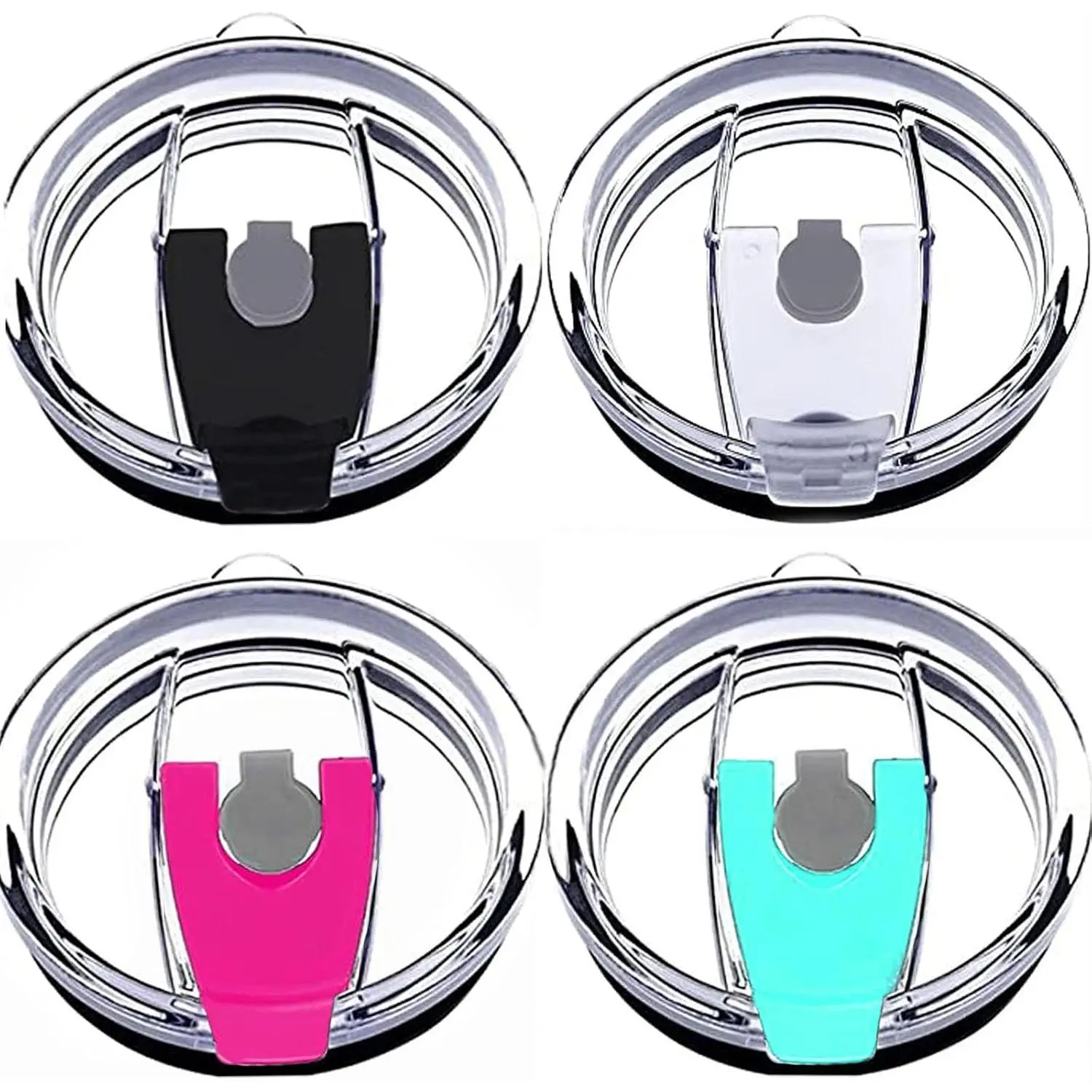 4-Pack 20oz Airtight Plastic (AS & PP) Double Seal Spillproof Splash Resistant Tumbler Lids, Compatible with Beast, Juro, Ozark Trail, Rae Dunn, Atlin Beverage Coffee Mugs & Cooler Cups (20OZ-01)