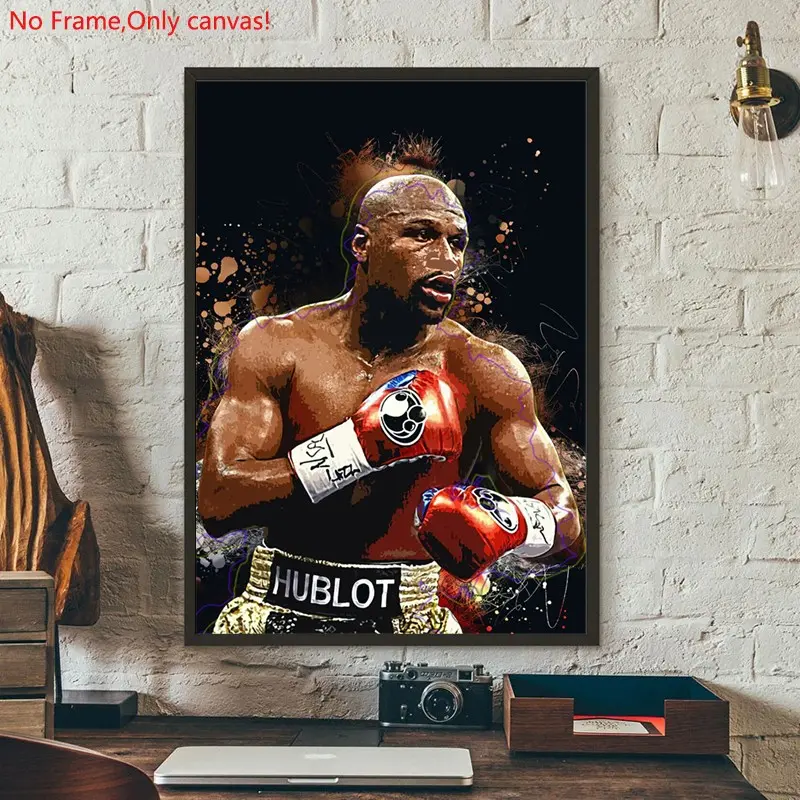 1 piece/set frameless canvas painting print poster, Classic realistic Boxing Sports star art, Floyd Mayweather, a perfect gift for mixed martial arts loves, ideal gift for bedroom, living room, dorm hallway, kitchen,s mural, wall decor