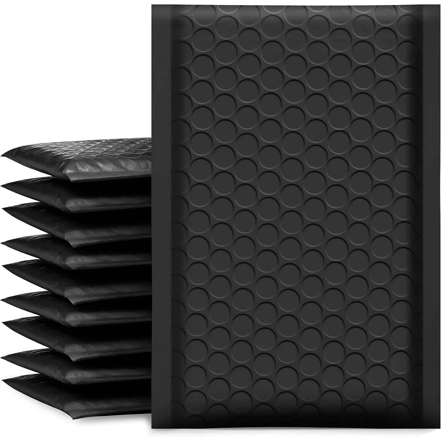 Bubble Mailers 4x8 Inch Black 50 Pack Usable Size 4x7 Padded Envelopes Small Business Mailing Package Opaque Self Seal Adhesive Waterproof Boutique Shipping Bags for Jewelry Makeup Supplies #000
