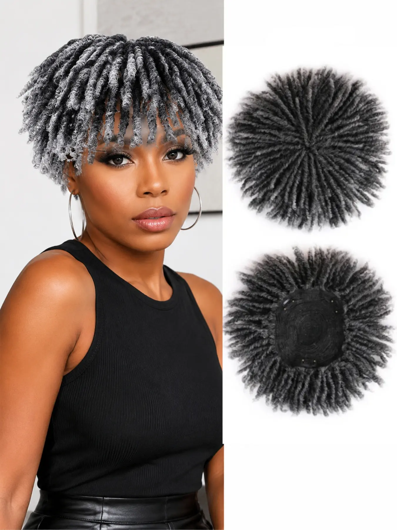 Synthetic Dreadlock Hair Topper 8 Inch Short Faux Locs Hair Piece Crochet Braids Extension Natural Dreadlock Wig For Women
