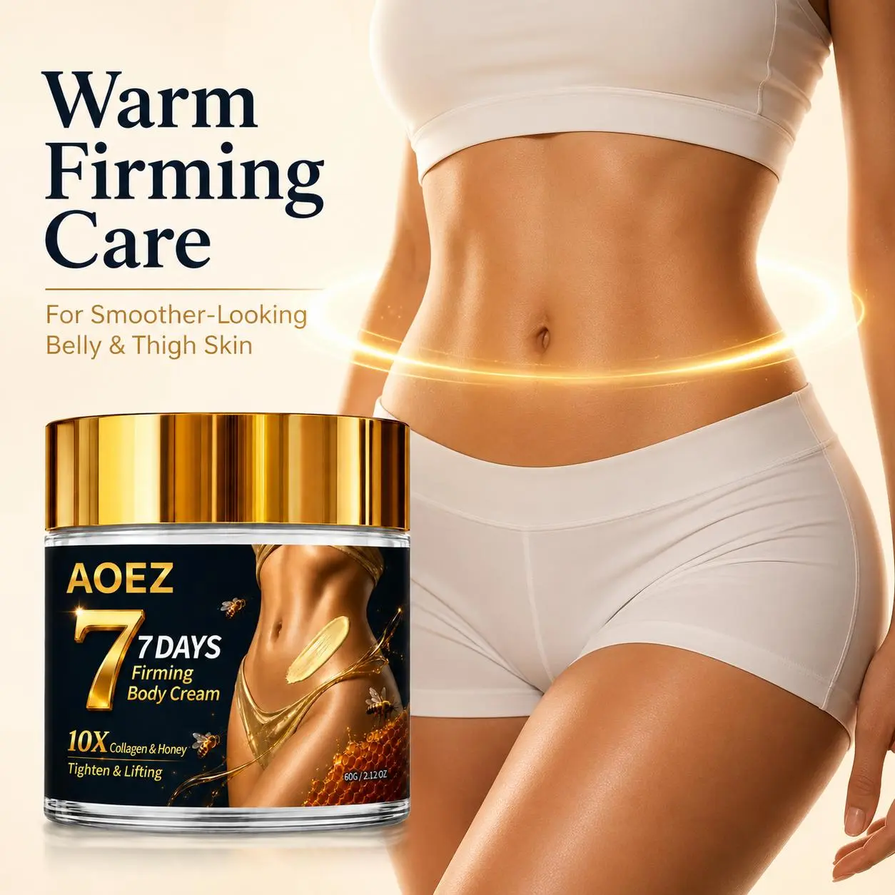 Nourishing Honey Collagen Firming Body Lotion, Skin Tightening & Lifting Moisture Balm, Gentle Hydrating Cream for Belly, Hip and Thigh Skin Care