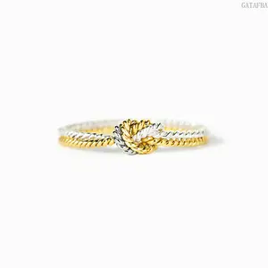 Twisted Double Rope Knot Ring for Women, Minimalist Thin Single Band, Classic No Stone Jewelry for Everyday Wear