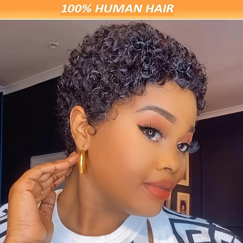 New 2025 Arrivals Brazilian Virgin Human Hair Short Curly Bob Wig for Women - Glueless Pixie Cut with 180% Density Afro Kinky Curls, Soft Breathable Layered Style, Rose Net Cap for All Ethnicities, Versatile Hair Wig |   Elegant Hair Style |   Glueless Wi