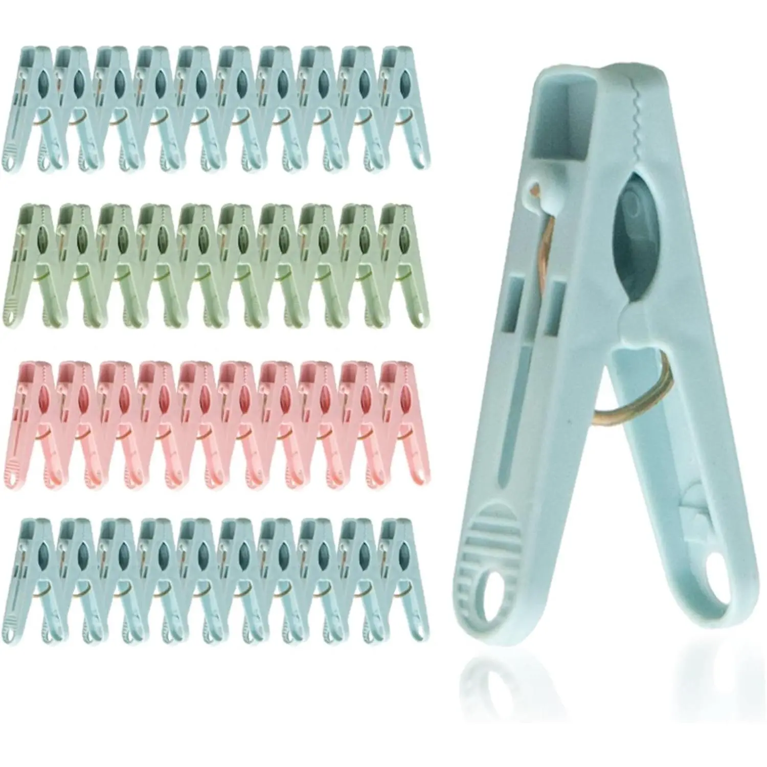 40 Pack Multipurpose Clothes Pins - Durable Plastic Clothespins with Textured Inner Jaw & Reinforced Metal Spring, Vibrant Colors for Laundry Drying, Socks, DIY Photo Display & Food Bag Sealing