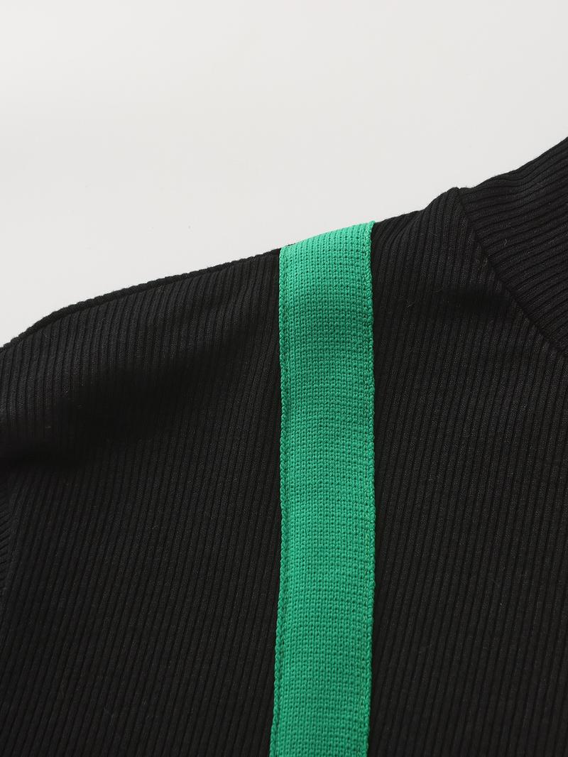 UOOZEE women's fashion casual tight solid color slit high collar sweater, simple and design sense, daily comfort, elastic fabric, comfortable and breathable, slim fit and figure showing Black Long Sleeve Basic Tops Knitwear outfits