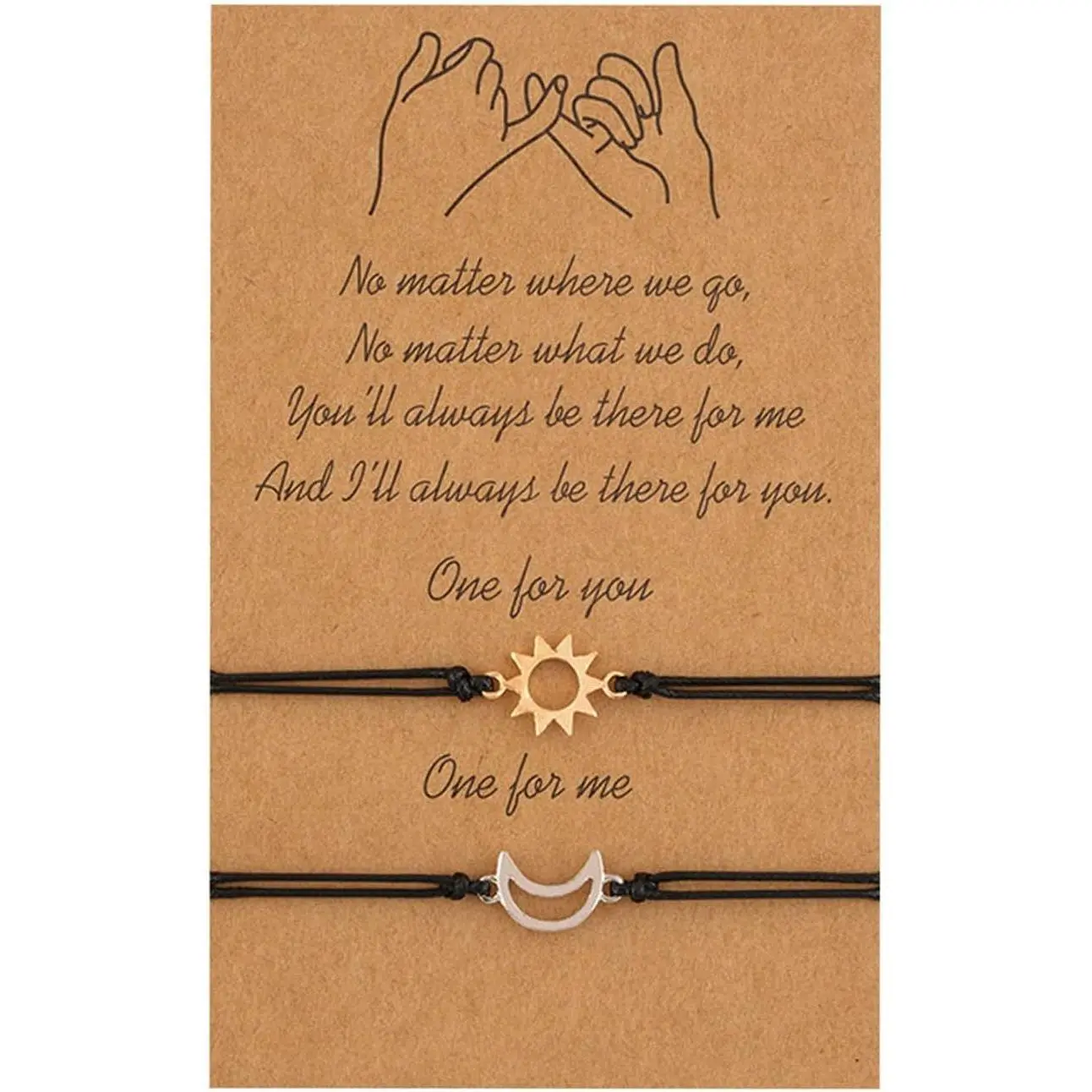 Pinky Promise Matching Bracelet Bangle Couples Sun Moon Bracelet Distance Relationship for Women Men Teen Gifts