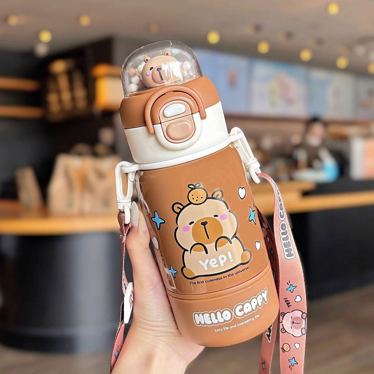 400ml Capybara Stainless Steel Coffee Cup Travel Thermal Mug Leak-proof Bottle Tea Coffee Mug Insulated Cup Gift Back To School