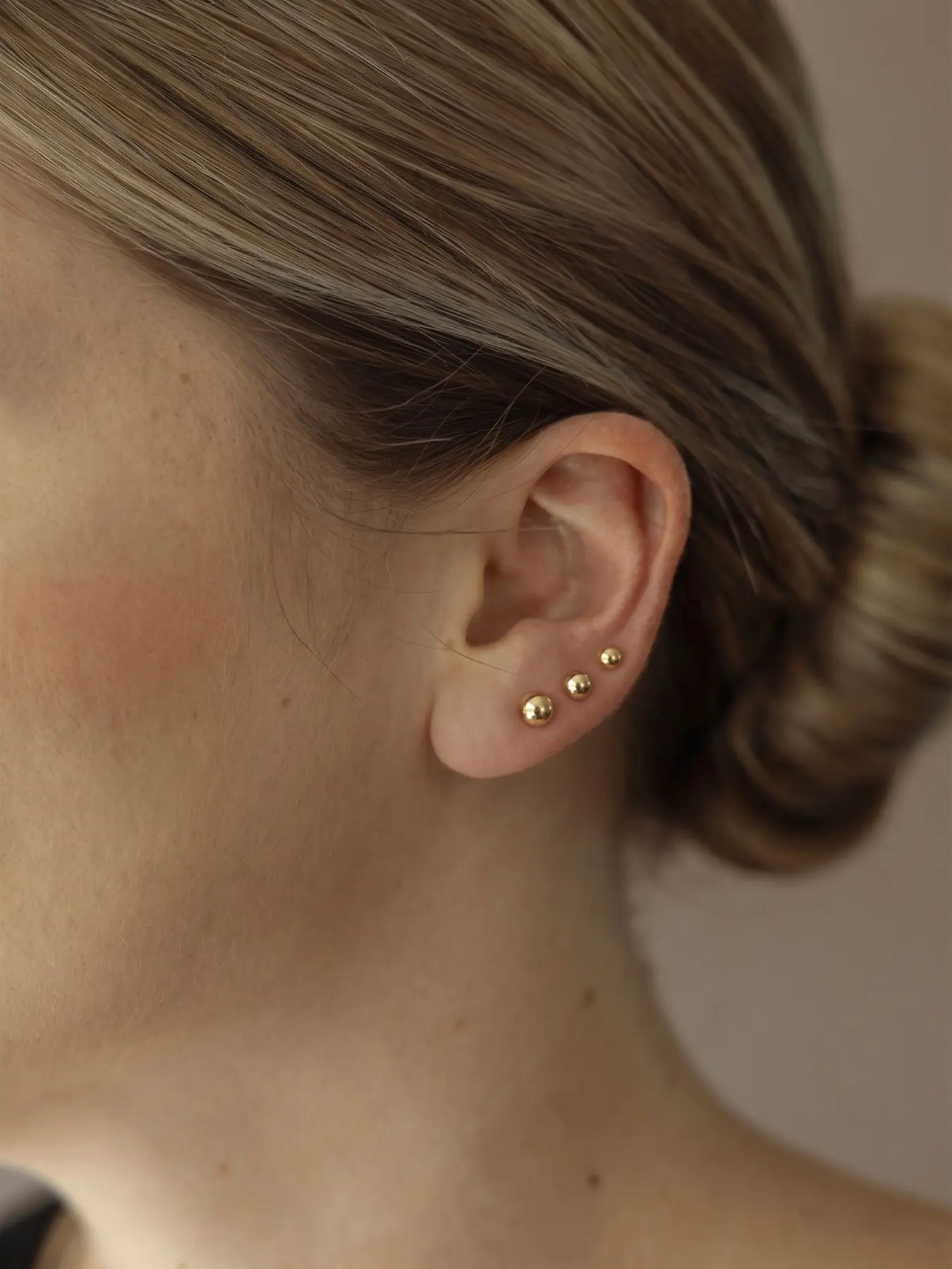 3 Pairs Round Bead Earrings, Simple Fashion Mini Studs, Ear Piercing Jewelry, Unisex, Elegant Style, Copper Chain Material, Earrings Set