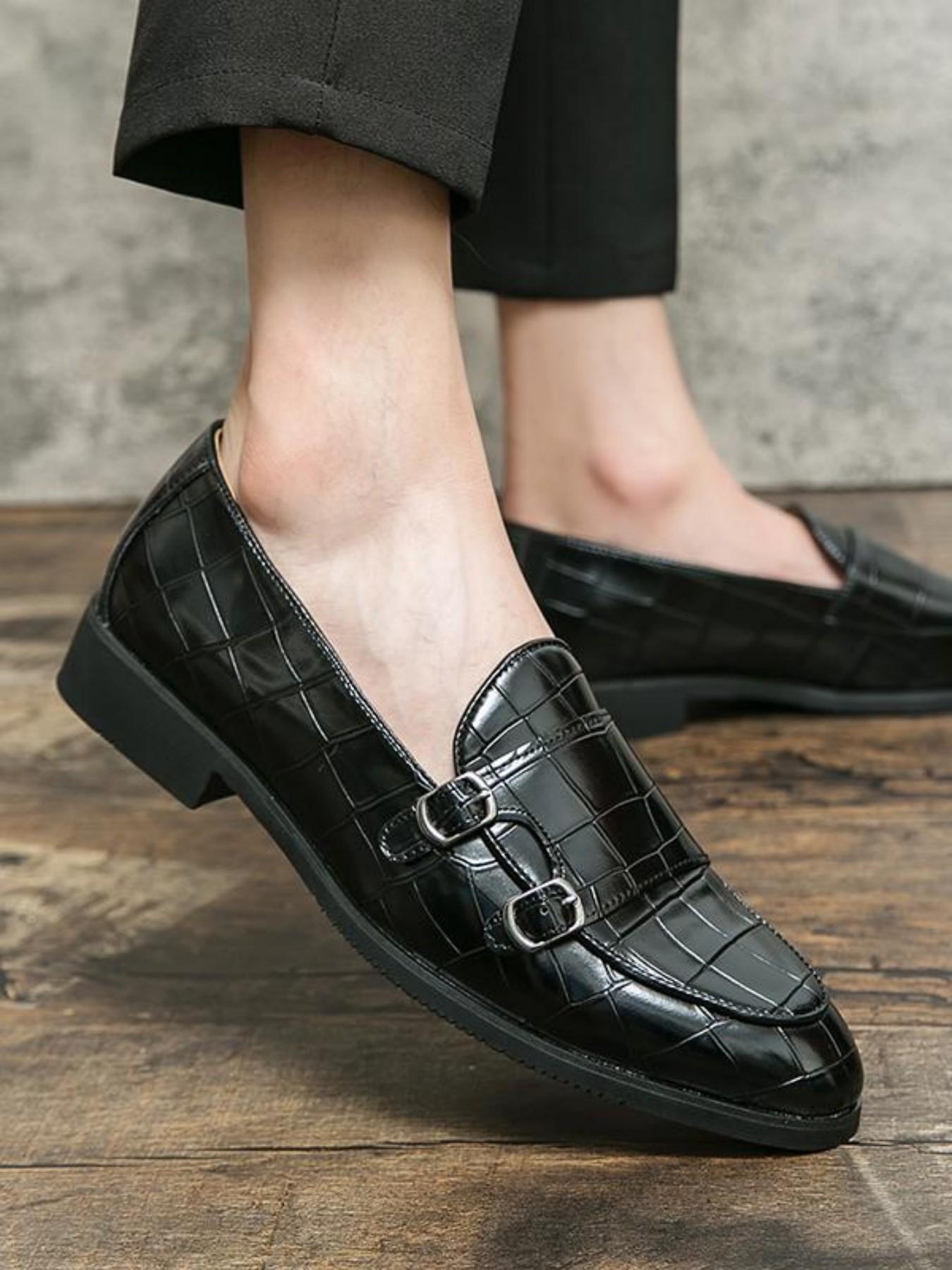 Men's Fashionable All-match Crocodile Embossed Slip on Dress Shoes, Casual Comfortable Loafers for Work Office, Fashion Shoes for Party, Daily Clothing Decor