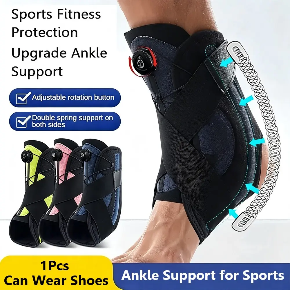 1 Count Ankle Brace for Men & Women, Adjustable Knob Metal Ankle Support Brace for Sprained Ankle, Running, Basketball, Volleyball, Adjustable Ankle Guard, Foot Brace