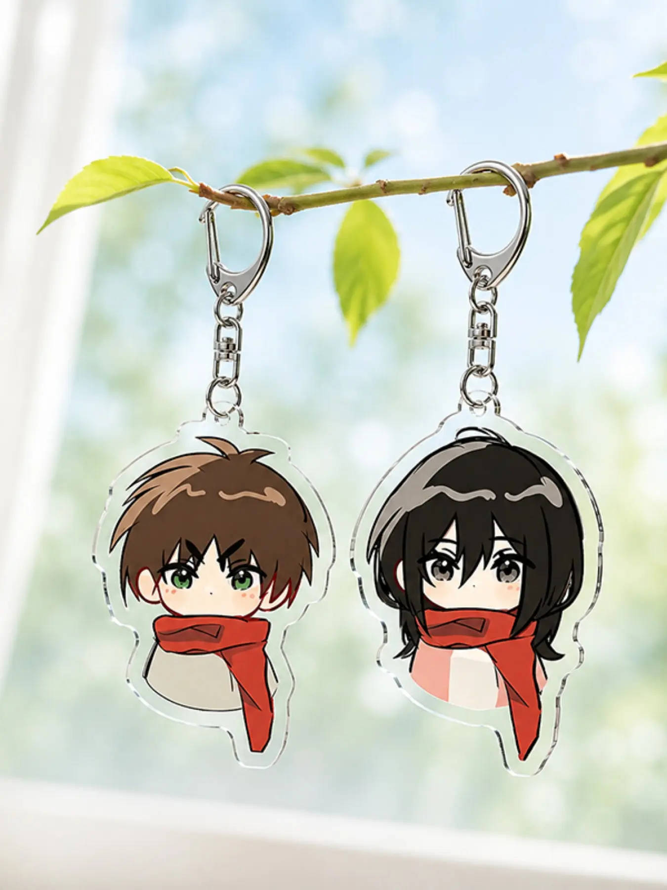 2D Anime Couple Keychains, Acrylic Keychain Set, Cute Cartoon Design, Dual-Sided Pattern, Fan Collection Accessory, Elegant Small Decor