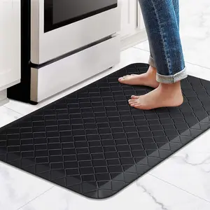 Floor Mat Cushioned Anti-Fatigue ,17.3"x28",Thick Waterproof Non-Slip Mats and Rugs Heavy Duty Ergonomic Comfort Rug for Kitchen,Floor,Office,Sink,Laundry,Black