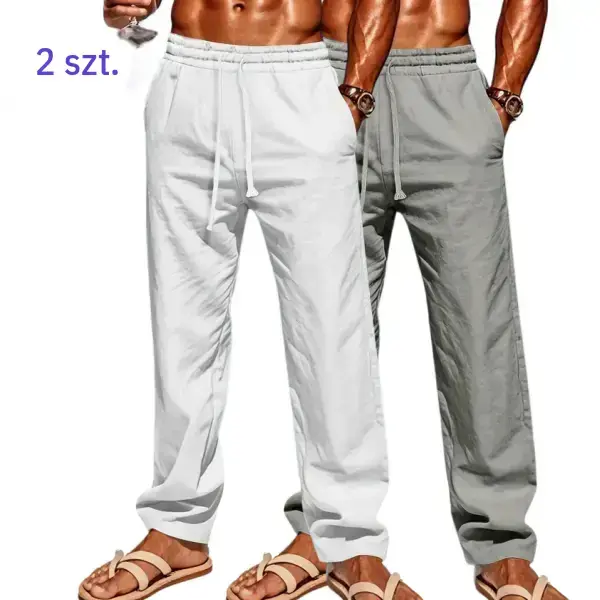 Men’s drawstring elastic waist loose casual pants two piece set, minimalist casual style, lightweight and breathable, skin friendly and comfortable, versatile straight leg fit, easy to pair for everyday beach outings. Beige summerwins