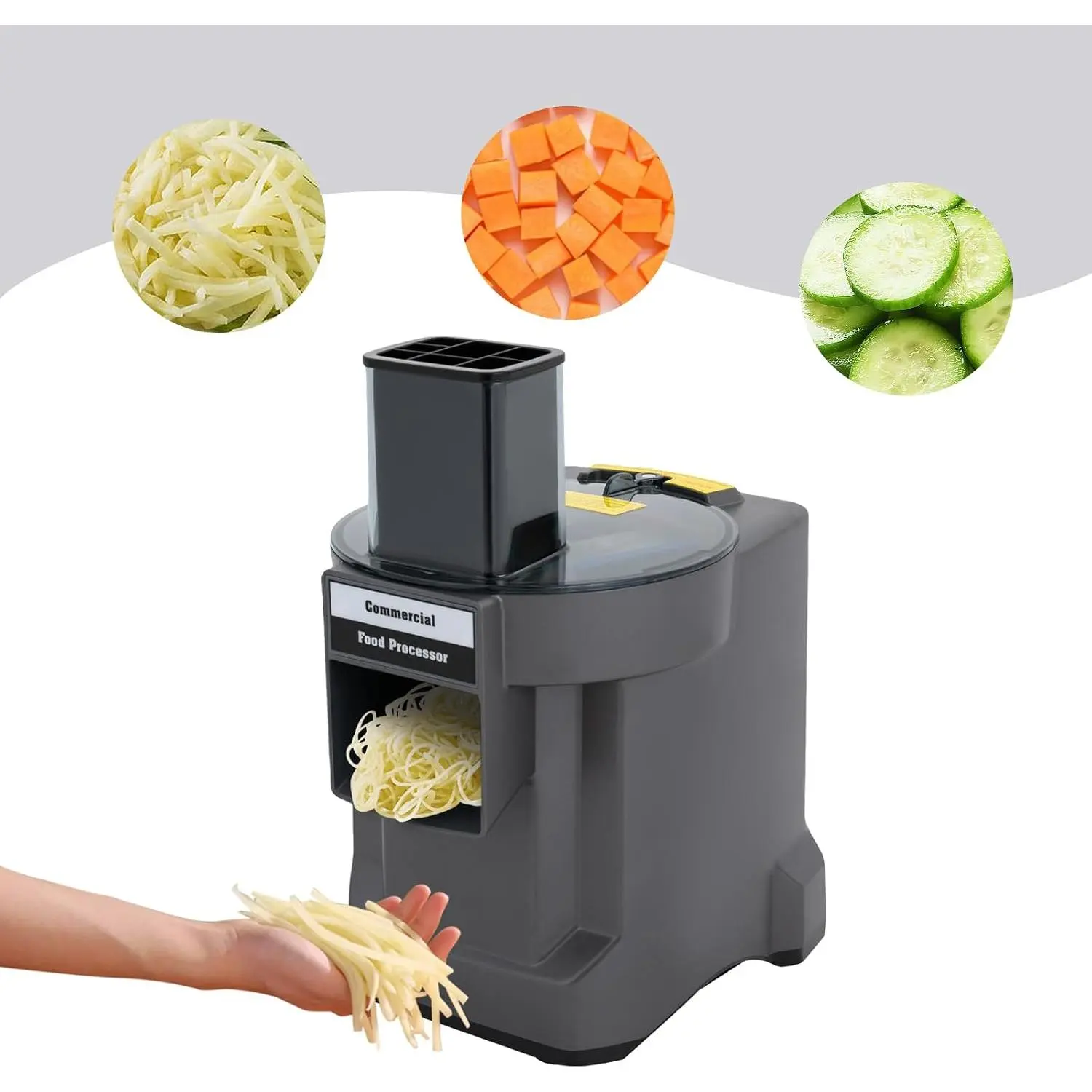 Commercial Electric Vegetable Processor, 3-in-1 Vegetable Slicer Shredder Dicer and Chopper, 110W Food Cutter Processor Machine with 3 Blades for Slicing Shredding Dicing, Slitting Home Use