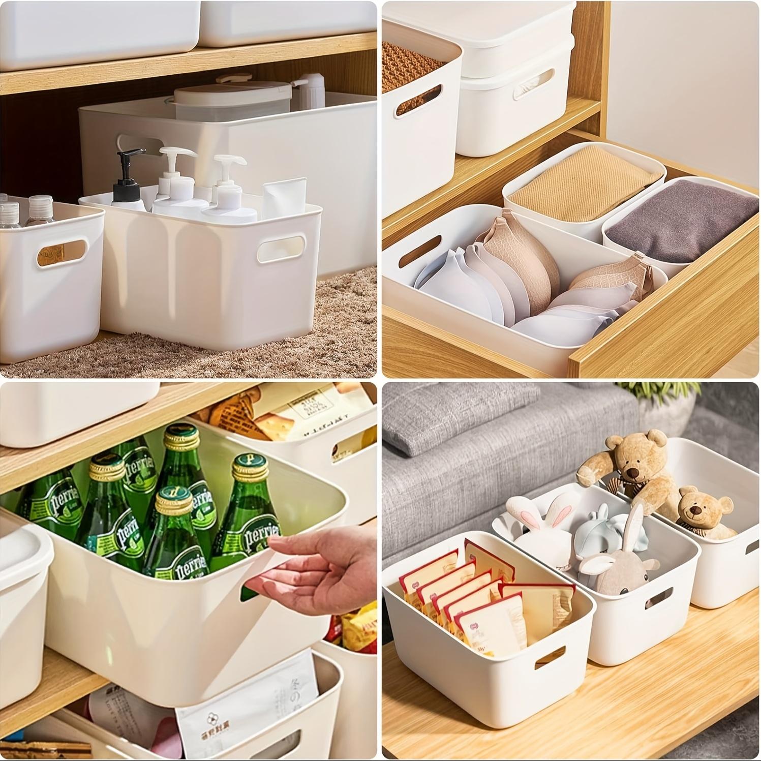 4/8-Pack Stackable Storage Bins with Lids – Durable White Plastic Organizer Baskets with Handles – Space-Saving Containers for Home, Office, Kitchen, Bathroom, Garage & Playroom 4/8-Pack Stackable Storage Bins with Lids – Durable White Plastic Organizer Baskets with Handles – Space-Saving Containers for Home, Office, Kitchen, Bathroom, Garage & Playroom