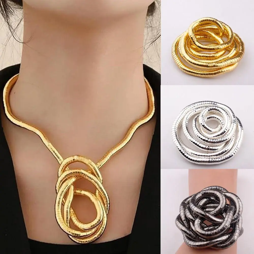 Alloy Bendable Snake Necklace Silver Color Gold Color Flexible Choker Punk Twistable Bracelet for Women Girls Creative Gift