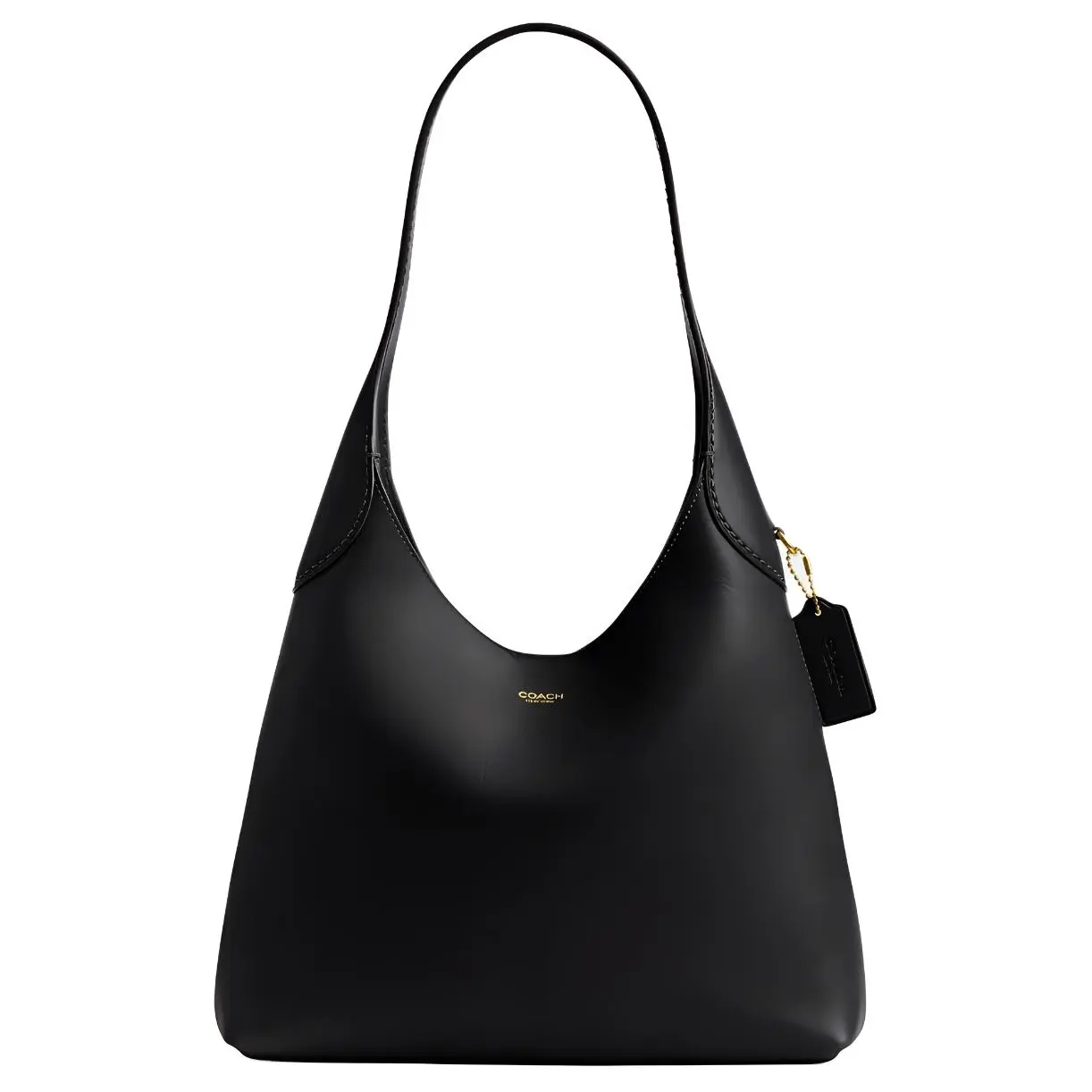 Coach Brooklyn 28 Logo Snap-Clasp Sling Bag for Women – Textured Leather Hobo Style in Brass and Black