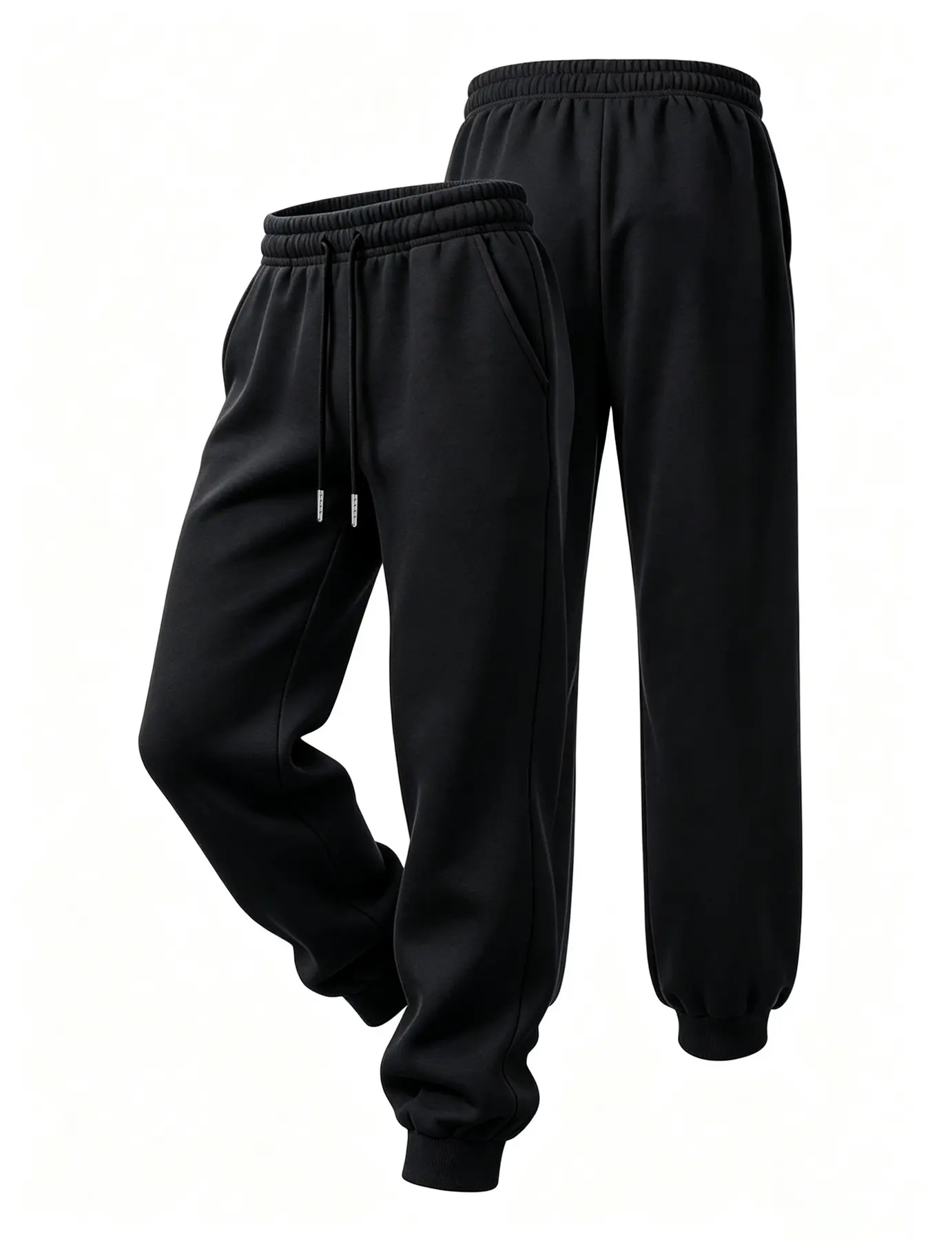 Men's Plain Loose Fit Jogger Pants, Side Pockets, Mid Waist, Casual Business Style, Versatile for Fitness, Commute, Campus, Camping, Home, Breathable Athleisure Bottoms