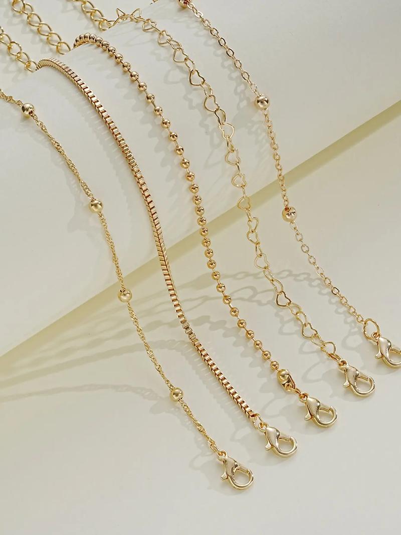 Simple Multi-layer Heart Design Link Bracelet, Personalized Bracelet for Women Jewelry, Stackable Bracelet, Fashion Accessories for Women & Men, Trendy Jewellery Accessories, Trendy Stack Bangle