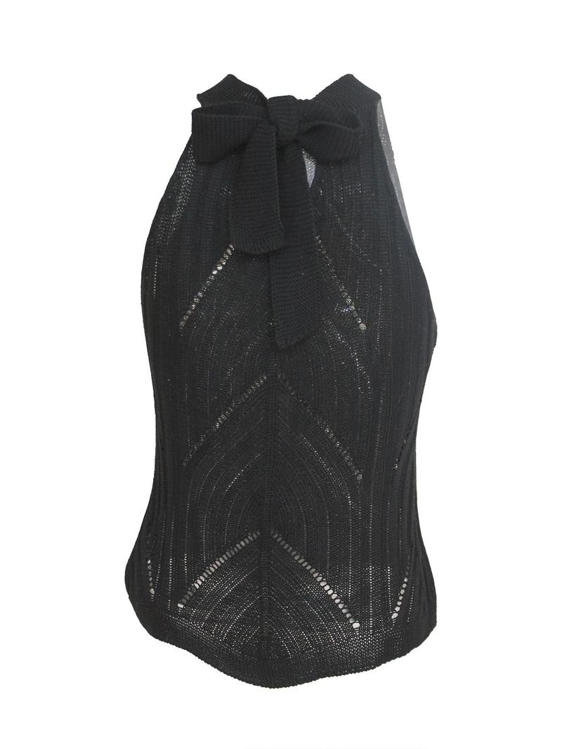 Women's Plain Hollow Out Halter Neck Sweater Vest, Casual Tie Back Cut Out Sleeveless Knit Top for Summer, Fashion Ladies' Knitwear for Daily Wear