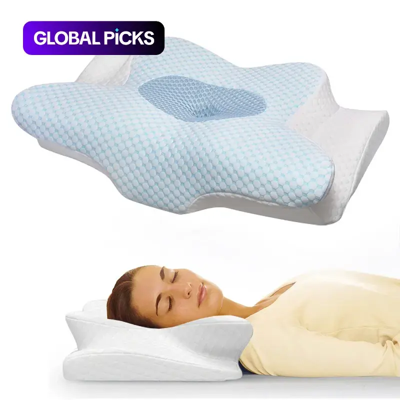 Memory Foam Neck Pillow, 1 Count Neck Support Pillow with Pillowcase, Soft & Comfortable Pillow for Side Back Stomach Sleepers, Bedding Supplies #GLOBAL PICKS