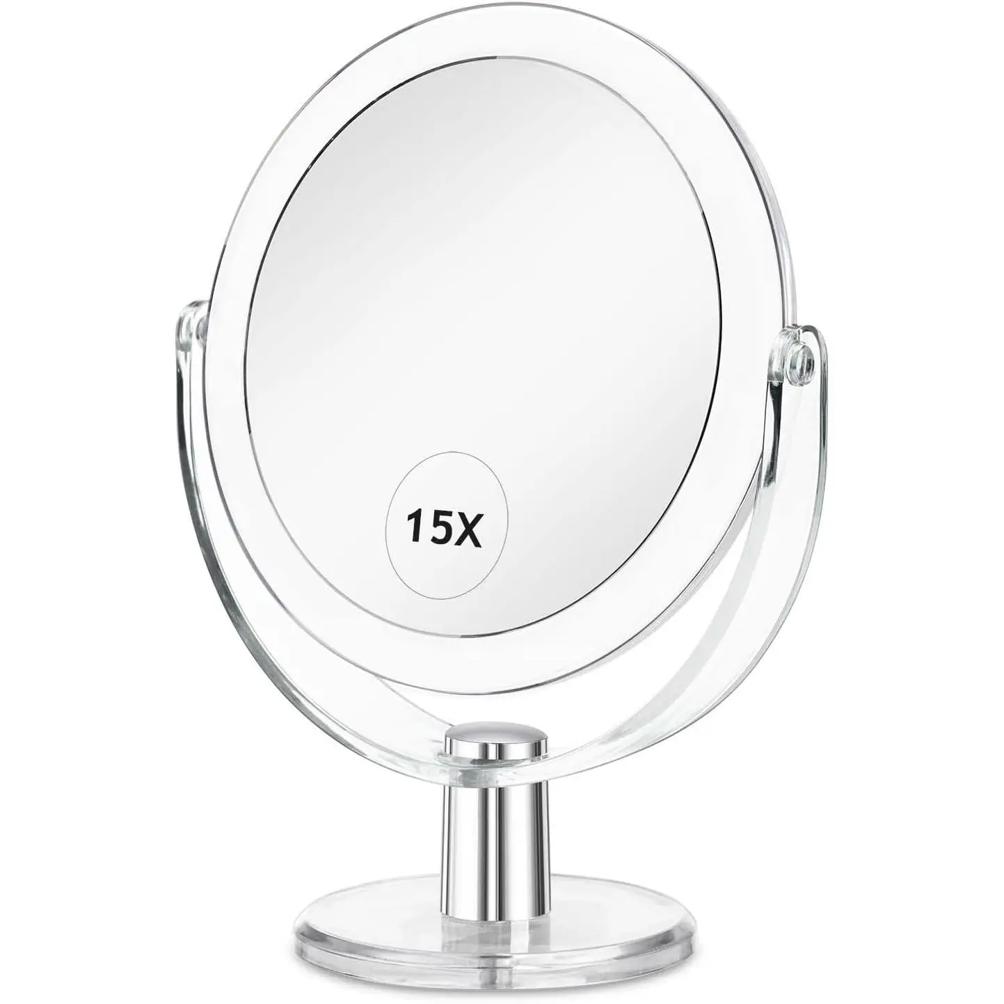 Makeup Mirror with Stand, 1X/15X Magnification Double Sided 360  Swivel, Portable Table Desk Counter top Magnifying Mirror, Tabletop Mirror for Bedroom or Dorm Room, 6.25 Inch