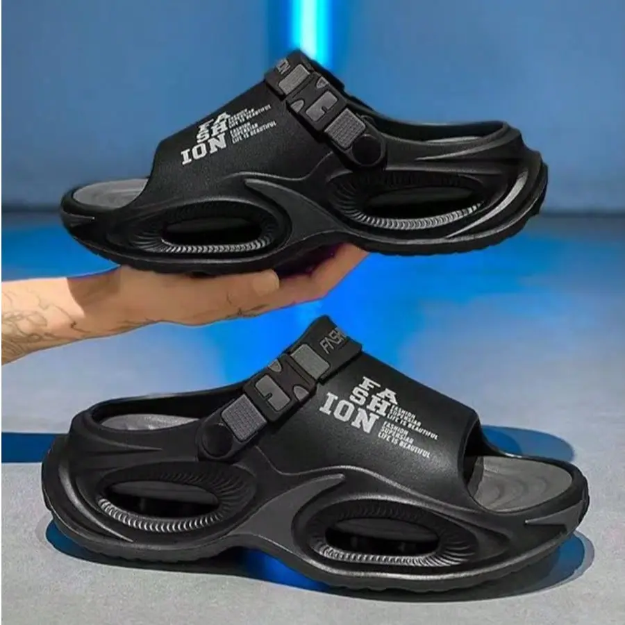 Men's 2-in-1 Thick Sole Anti-Slip Clogs - Flat, Round Toe, Waterproof, Breathable EVA Upper Pool Slides for Summer Beach & Indoor Use, Slip-Free Cómodos Men's Clogs