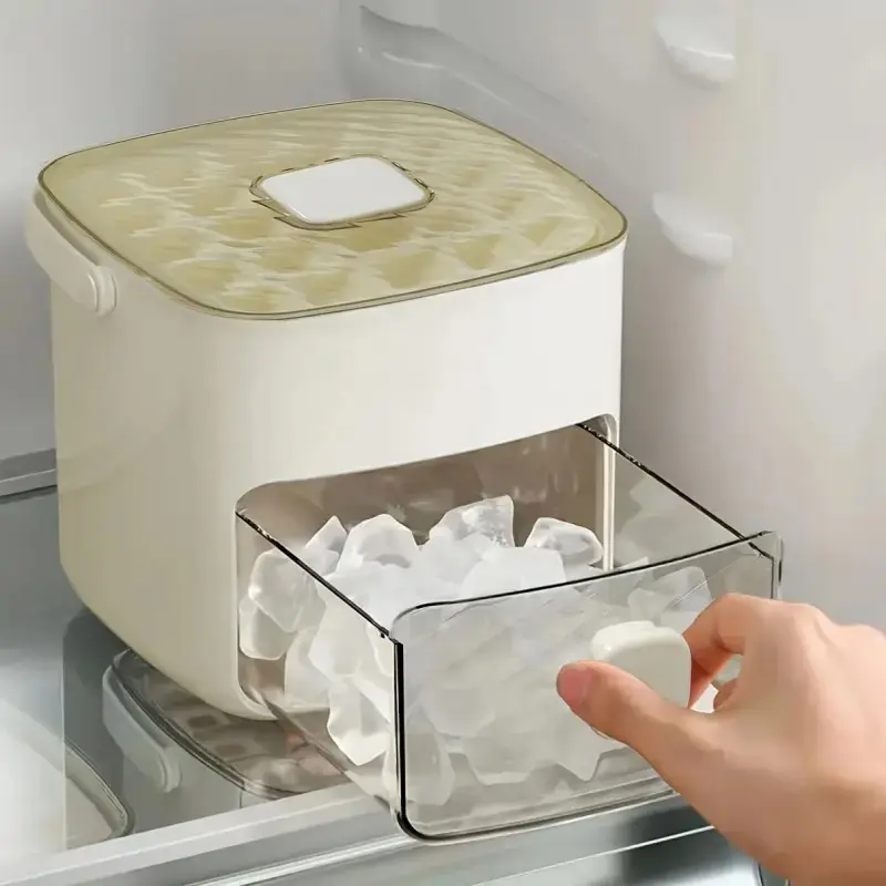 48 Cube Ice Maker with Easy Press Lid - Double-deck portable design includes silicone trays, durable plastic construction for DIY frozen food and beverages, ideal for summer beverages, Countertop Ice Maker, Modern Kitchen Gadgets, Ice Cubes Maker