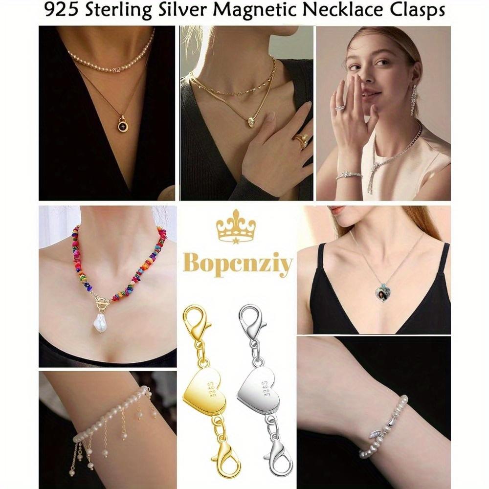 925 Silver Magnetic Necklace Clasps and Closures, Double Lobster Magnetic Necklace Clasps for Bracelet and Necklace Extender