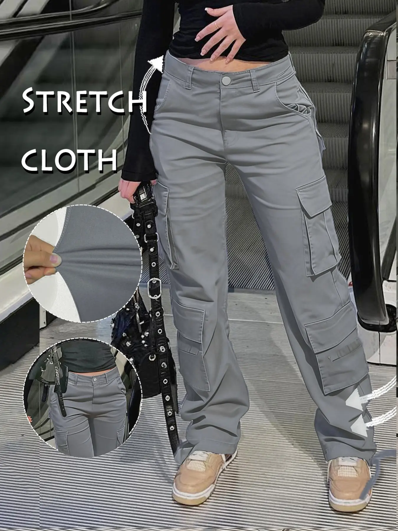 GILIPUR American Retro Work Pants, High-Waisted Slimming Straight-Leg Wide-Leg Pants, Multi-Pocket Cargo Pockets Design, Essential for Street Fashion Outfits TChic
