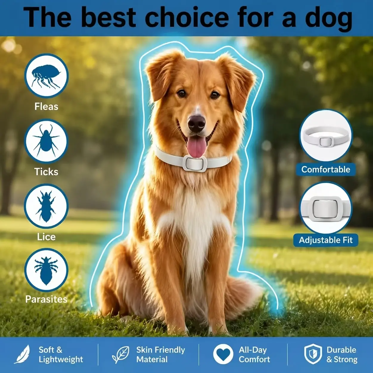 1 Pack Dog Calming Collar, No Chemical Additives Or Pesticides, Lasts for 8 Months, Adjustable Size, Suitable for Small, Medium, Large Dogs, Dog Collar | Adjustable Collar | Dog Collar | Cat Collar | Dog Additions | Supplies