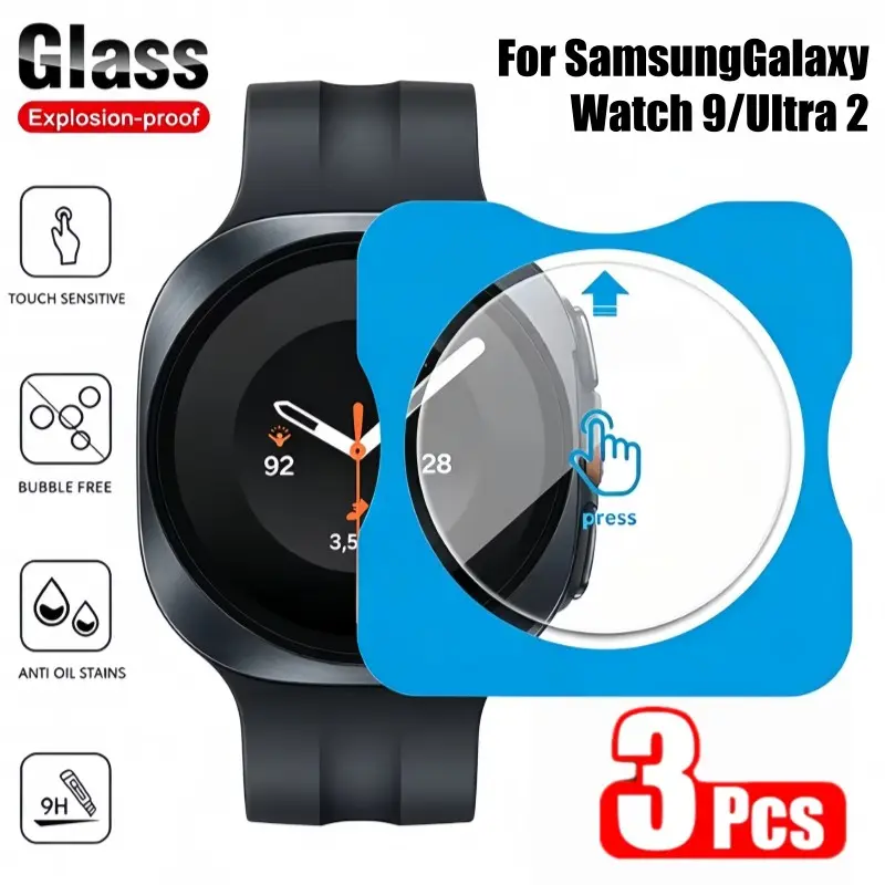 3pcs Easy Paste 9h Tempered Glass Film for Samsung Galaxy Watch 9, 40mm 44mm Ultra2 47mm, HD Clear Anti-Scratch Protective Glass Film