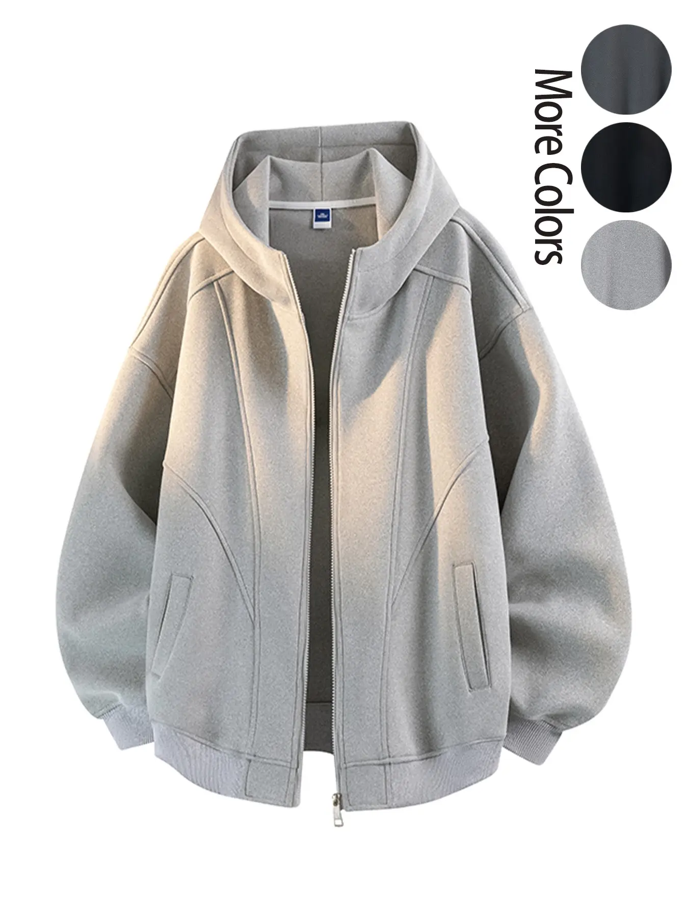 High-Quality Unisex Fashion Casual Cotton Feel Comfortable Breathable Hooded Zip-Up Sweatshirt Jacket, Trendy Windproof Durable Wrinkle-Resistant Sport Outdoor Loose Couple Knit Jacket, Ideal Gift