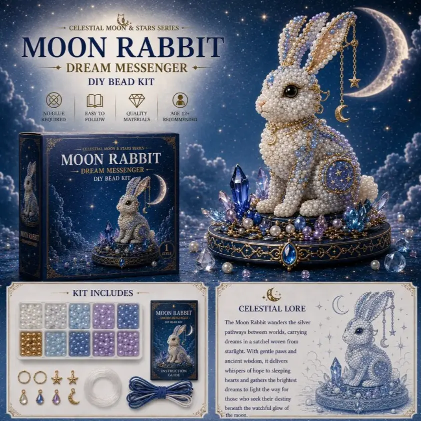 DIY Moon Cat Luna Guardian Bead Kit, Creative Craft Supplies, Perfect for Jewelry Making, Unique Design, Easy to Use