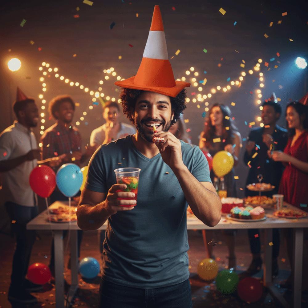 Funny Foldable Traffic Cone Hat Dress Up Masquerade Stage Hat Role Play All Age Halloween Costume Funny Hat Cosplay Event