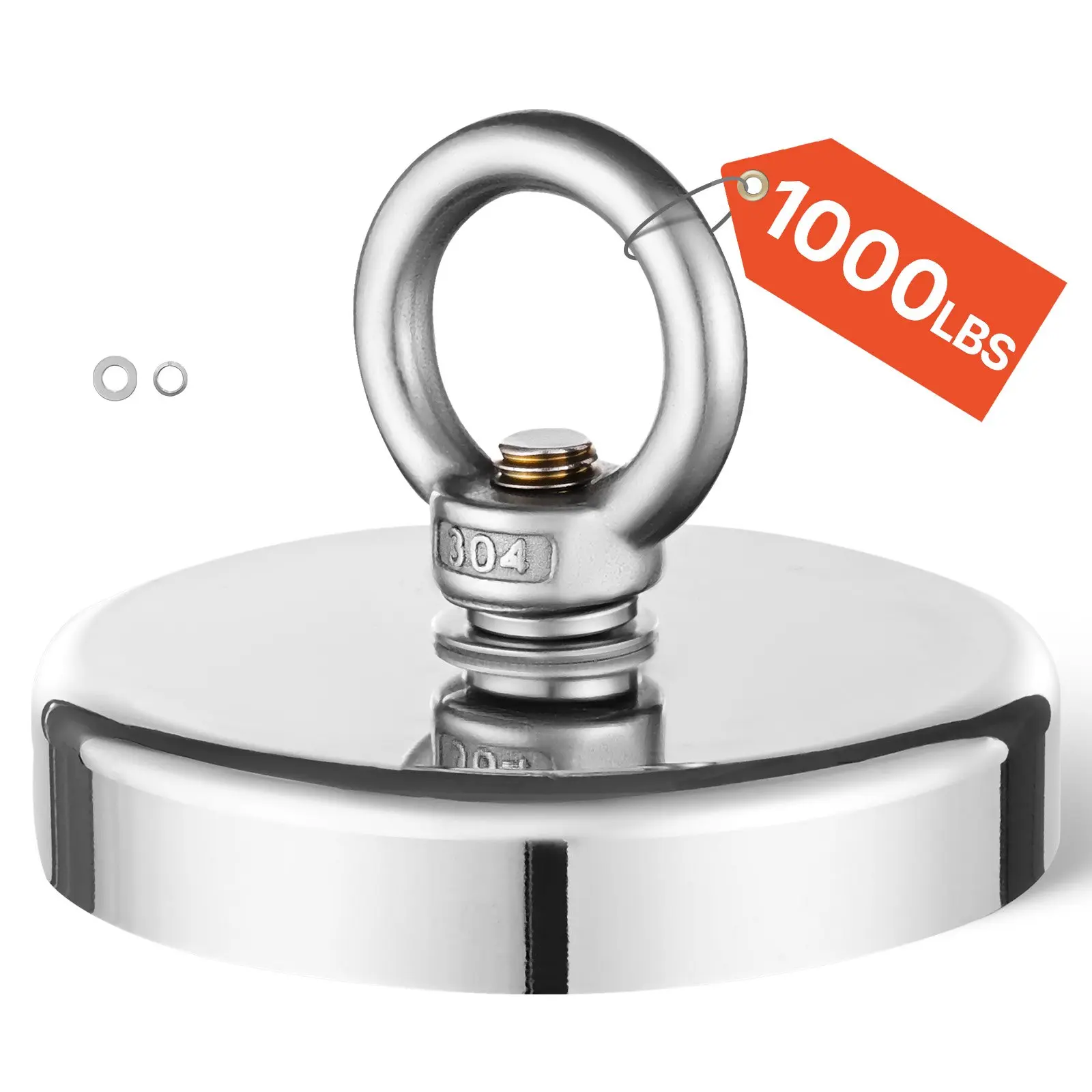 VEVOR Fishing Magnet, 1000 LBS/454 Kg Pulling Force Super Strong Neodymium Fishing Magnet, Rare Earth Magnet with Handle Diameter 2.72 in/69 mm for Retrieving in River, Magnetic Fishing, Heavy Hangin