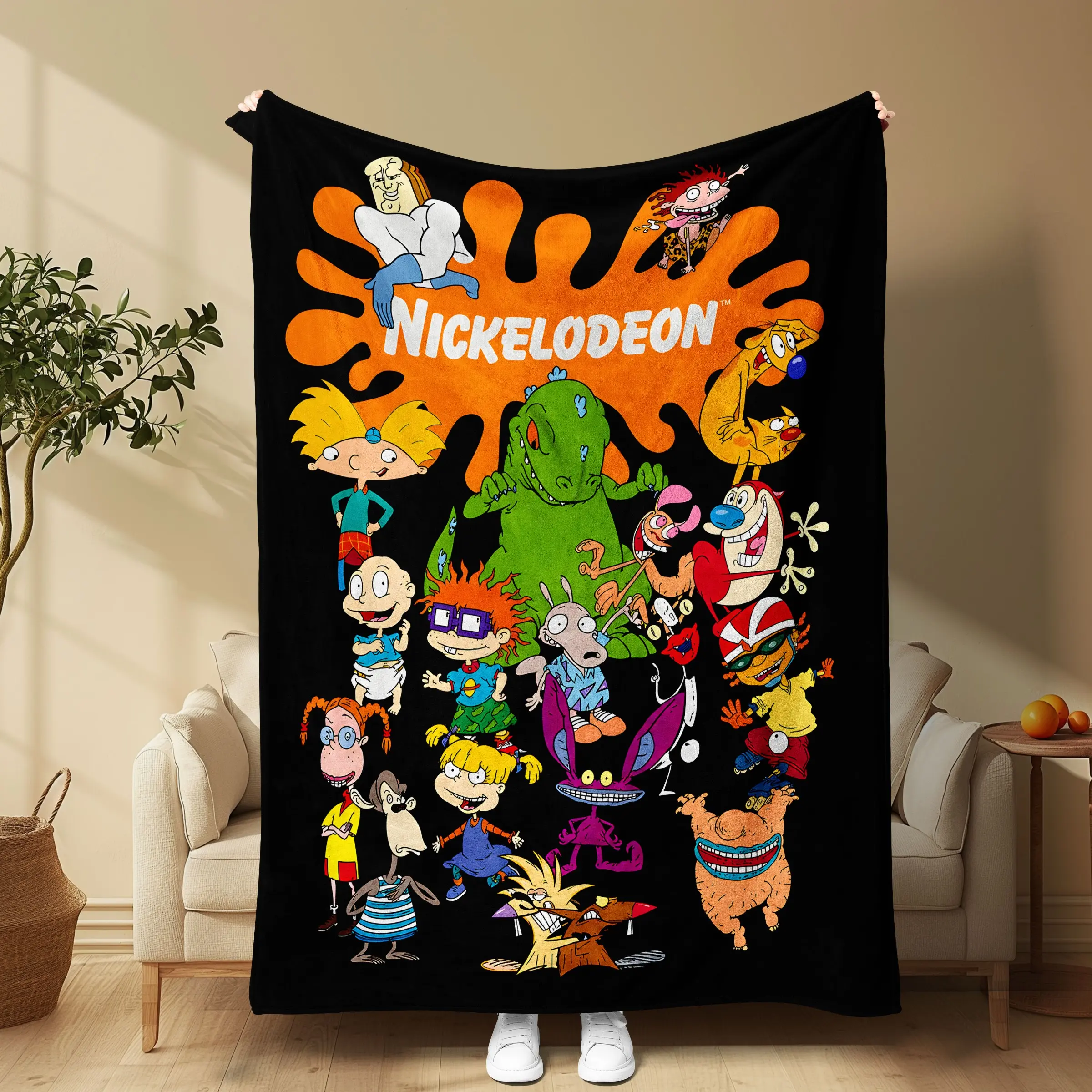 Vintage American Graffiti Style Blanket, Soft and Smooth, Lightweight, Non-Itchy, Suitable for All Ages, Multiple Sizes Available