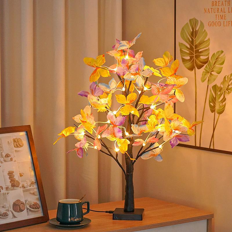SHENZHI TECH Butterfly Flower Tree Shaped Night Light, 1 Count USB Powered LED Tabletop Lamp, Decorative Night Light for Home Bedroom Living Room