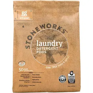 Grab Green Stoneworks Natural Laundry Detergent Powder Pods, Oak Tree, 50 Loads