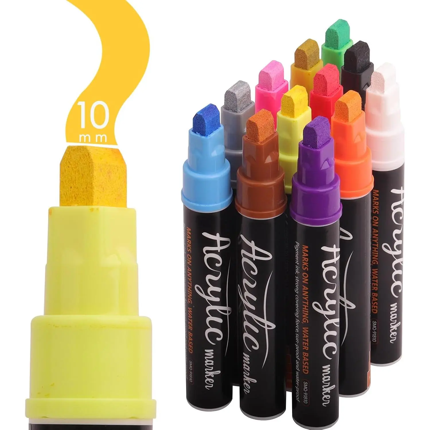 12-Color Assorted Colored Markers & Highlighters, 3-in-1 10mm Felt Tip Poster Pens, Permanent Office Stationery for Art Projects, Rock, Fabric (Birthday/Christmas Gifting)