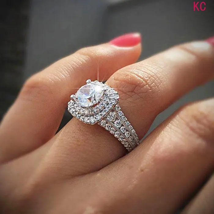 Double Layer Tiger Claw Ring Inlaid With Square Zircon And Topaz, Exquisite Finger Jewelry For European American Daily Outfit Matching