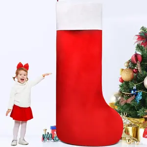 57" Jumbo Christmas Stocking Giant Red and White Felt Large Christmas Stockings for Xmas Gift Candy Storage Holiday Party Decoration Supply