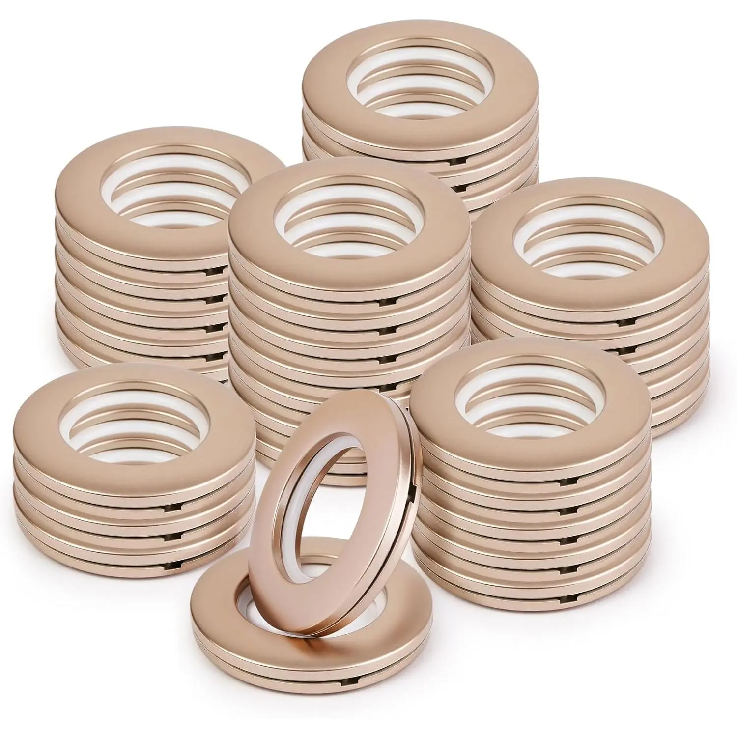 48-Count 48pcs Synthetic ABS Plastic Curtain Rings, 40mm (1-9/16") Bronze Rich Espresso Finish, Heavy Duty Low Noise Quiet Glide Grommets for Traditional Homes, Durable Easy-Installation Accessory