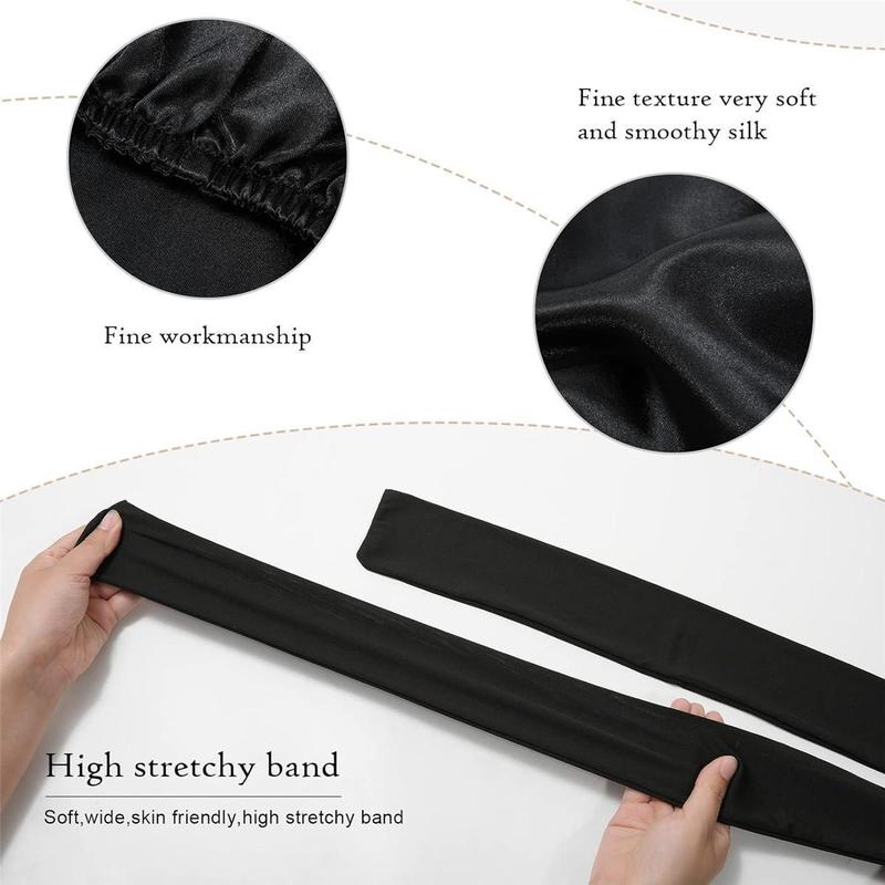 AWAYTR Single Layer Long Satin Bonnet Adjustable Silk Like Hair Bonnets for Women Sleeping Cap for Hair with Elastic Tie Band Hair Care Cap Haircare